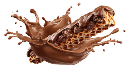 Caramel crunch bar split, crunchy bits and caramel spanning the divide.