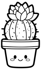 Kawaii cactus in a pot