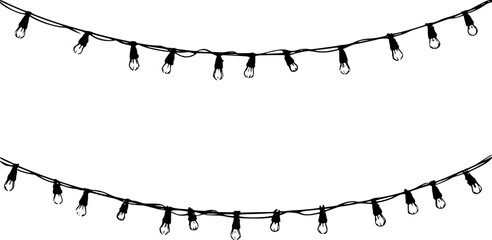 Christmas string lights garland sketch © Elena