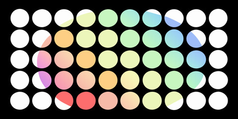 A grid of oval shapes displaying a range of pastel and light colors