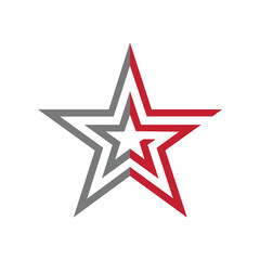 Modern Abstract Star Logo Design with Dynamic Red and Gray Elements