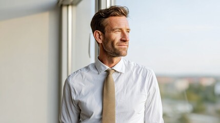 Man standing indoors, smiling at camera, wearing a suit and tie.
