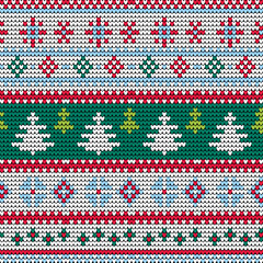 Christmas tree knitted seamless pattern winter sweater background