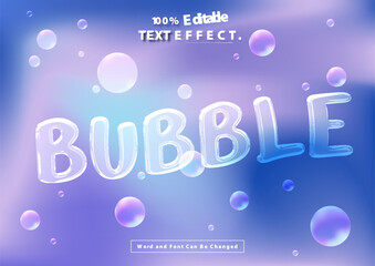 Bubble text effect transparent style. 3d template editable. Blue Balloon style effect
