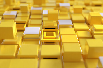 Obraz premium abstract background of shiny yellow and white cubes