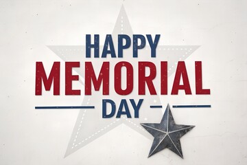 Happy memorial day banner with patriotic stars and distressed text design