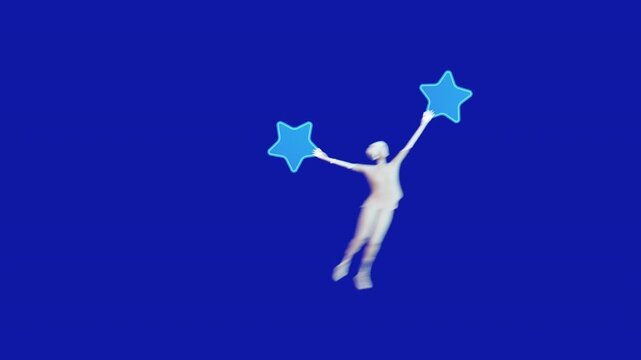 Animated 3D scene of a character being pulled by two glowing stars, representing career choices, ambition, temptation, opportunities, and the struggle to decide between multiple paths in life or busin