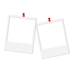 isolated blank photo frames with red pin