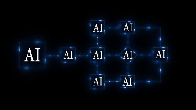 Ai tools or neon box. function for Agentic AI black background. Multi agent AI systems, Automate daily Tasks Smart AI solutions improve efficiency, 4k video ...