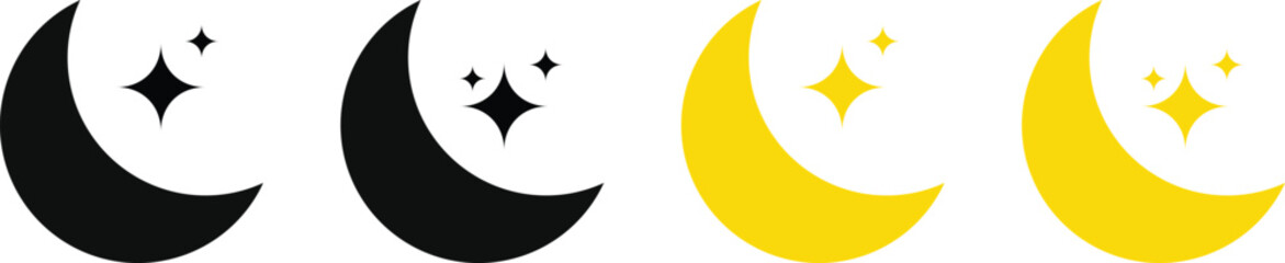 Moon Icon Set. Weather and space signs. Weather forecast icons. Celestial time cycle design