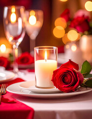 Romantyczne tło - świeca i róże