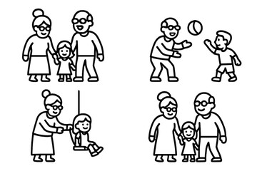 Grandparents and grandchildren playing together and bonding during leisure activities