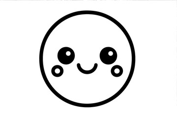 Fototapeta premium Charming simple outline of a happy smiling face with large eyes