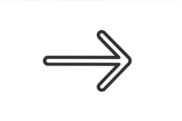 Simple black outline arrow icon pointing right for direction movement or next step navigation symbol