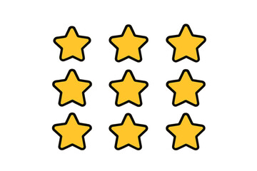 Nine golden stars arranged in a grid pattern used for ranking, achievement, and positive feedback