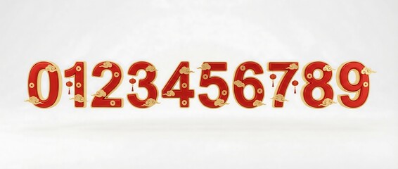 Chinese new year festive design with 3d text isolated numbers celebrating tradition bright background
