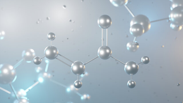 acrylamide molecular structure, 3d model molecule, monomer structural chemical formula view from a microscope