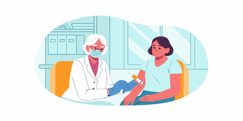 Healthcare professional administering a vaccine to a young patient in clinic