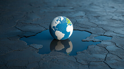 Global warming earth planet water scarcity drought cracked dry ground climate crisis