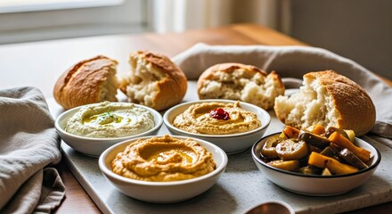 Cozy Home Meze Board in Soft Focus Bathed in Warm Diffused Window Light Intimate Shared Dining