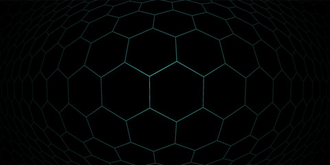 Obraz premium Dark hexagonal technology abstract vector background with purple and green colored bright flashes under hexagon. Hexagonal gaming vector