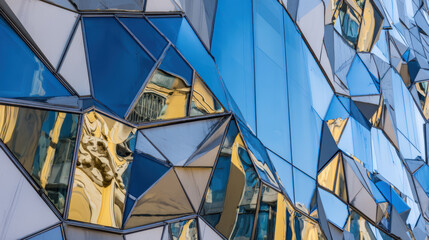 Fototapeta premium fragmented reflections in a faceted glass