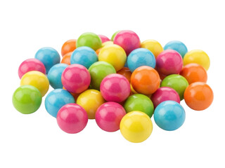 Isolated Pile of Gumballs in Various Colors, Assorted Bright Candies, Sugar and Sweet Treats
