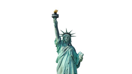 Statue of Liberty isolated PNG on transparent background, iconic American landmark for travel and patriotic themes