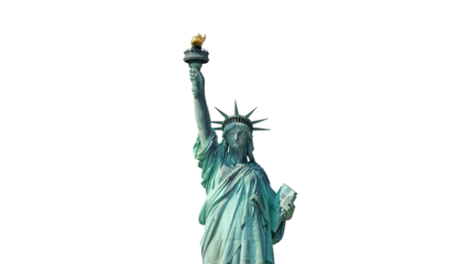 Statue of Liberty isolated PNG on transparent background, iconic American landmark for travel and patriotic themes