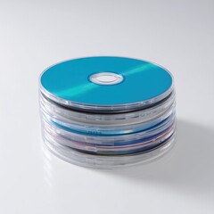Stack of Compact Discs on Clean White Surface