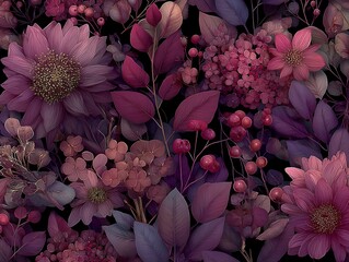 
Elegant, chic, vintage seamless pattern with artisianal flora  backround decal for a brand it is purple with burgundy tones 