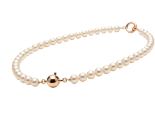 Isolated beaded necklace with a lustrous finish against a plain backdrop, classic jewelry