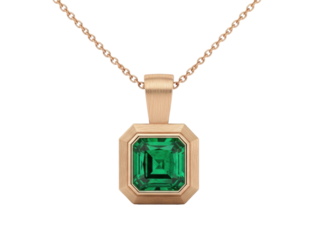Isolated Gold Emerald Necklace Pendant, an exquisite fashion jewelry for woman, adornment