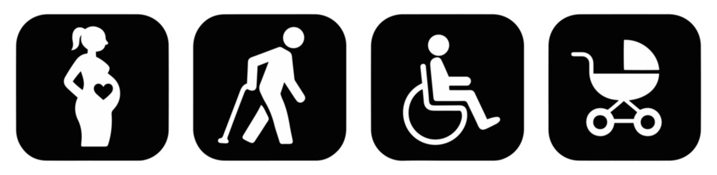 lift priority sign icon set