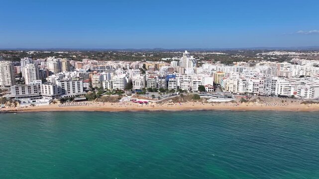 Aerial from the touristic city Armacao de Pera on the south coast in Portugal