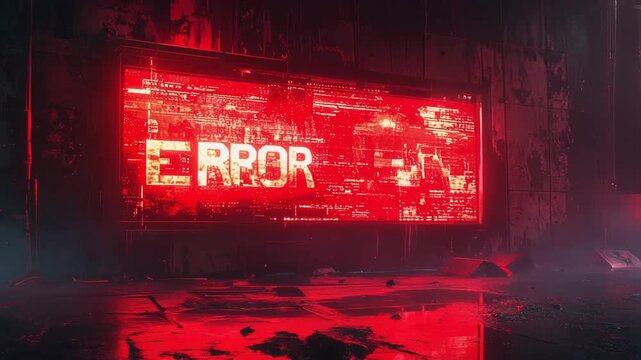 Error screen displaying error message on a red background with code