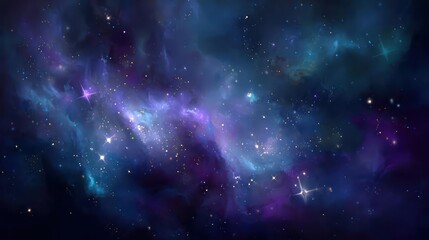 Obraz premium Vibrant Purple and Blue Nebula Galaxy Background with Stars