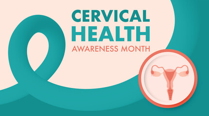 Cervical cancer awareness month is observed every year in January. Vector template for banner, greeting card, poster with background.