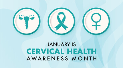 Cervical cancer awareness month is observed every year in January. Vector template for banner, greeting card, poster with background. 