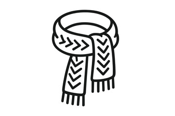 Minimalist black and white knitted scarf icon featuring a chevron pattern