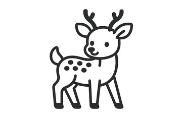 Cute baby deer with spots and small antlers simple outline graphic