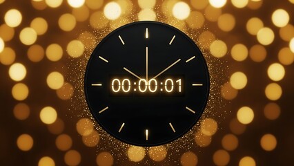 Elegant countdown clock with glowing lights for New Year's celebration
