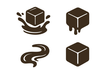Chocolate cubes with splash and melting effects for dessert design