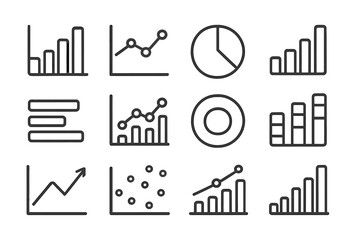 Obraz premium Basic business data visualization chart icons in clean outline style