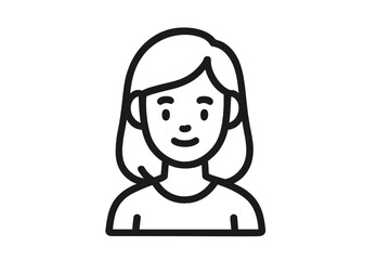 Outline portrait of smiling woman with shoulder length hair