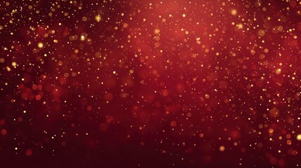 Abstract shimmering red background with golden bokeh lights and sparkling particles for festive celebrations