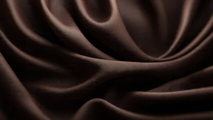 Abstract close-up of dark brown luxury fabric texture, featuring rich, elegant folds and shimmering cross-hatch detail in deep, dramatic lighting. Perfect opulent background.