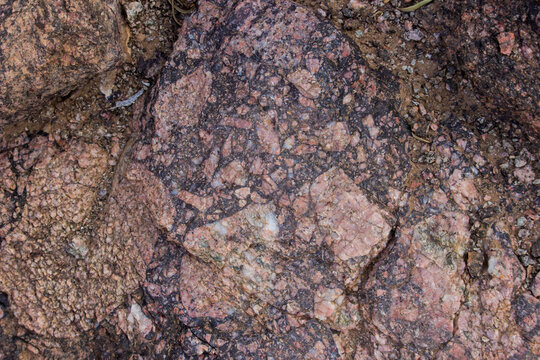 Close-up view of granitic Breccia. Photographed in the Fish River Canyon in Namibia