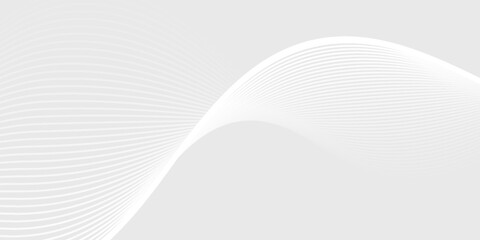 white wavy background. Elegant abstract vector background with smooth white wave lines on a light gray gradient.