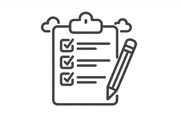 Clipboard with checklist and pencil outline icon for task management